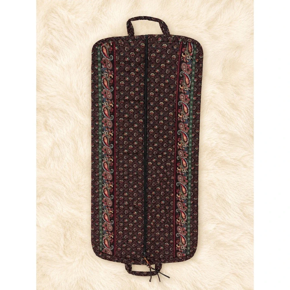 Vera Bradley Vintage Quilted Garment Bag Black Floral Paisley Travel Cottagecore